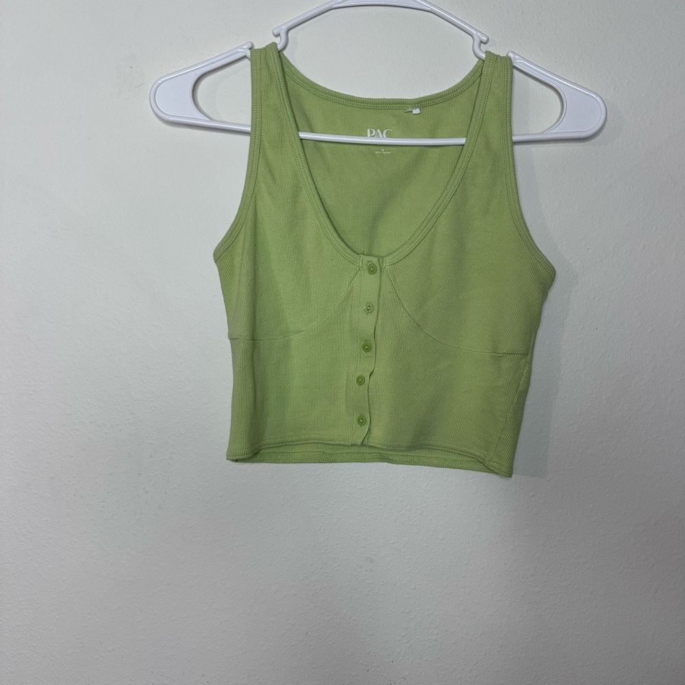 PacSun Light Green Button-Up Crop Top